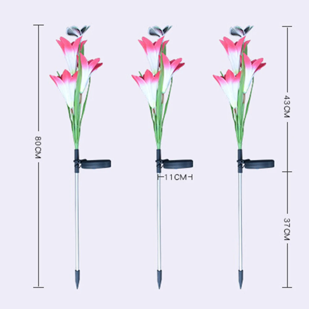 Водонепроницаемый светильник с 3 лилиями для смены цветов на солнечной батарее |