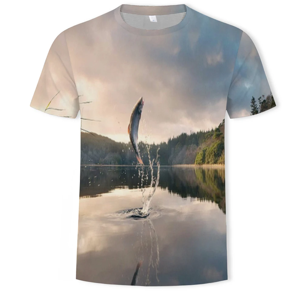 

2021 summer male and female personality 3D marine fish short-sleeved T-shirt Comfortable Joker O-neck short-sleeved T-shirt