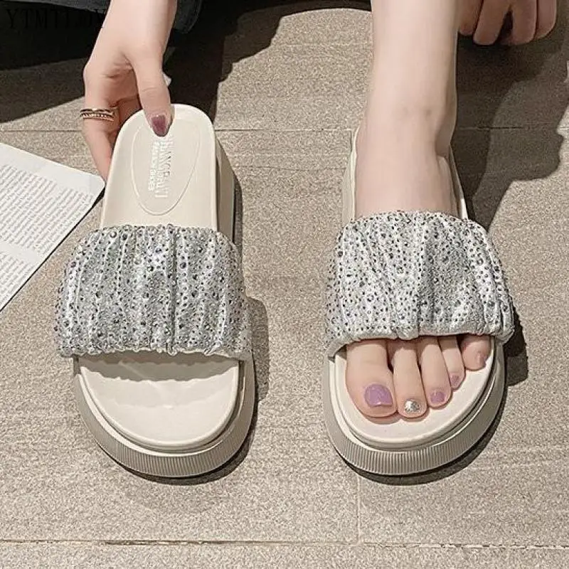 

Thick Sole Slippers Women New Summer Bling Slides Diamond Comfortable Beach Ytmtloy Zapatillas Casa Mujer Sapatos Femininos