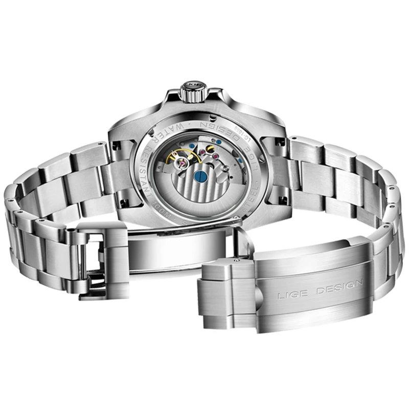 Часы наручные LIGE Мужские механические модные деловые водонепроницаемые