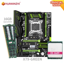 HUANANZHI X79 GREEN X79 motherboard with Intel XEON E5 2689 with 2*8GB DDR3 RECC memory combo kit set ATX SATA USB3.0 PCI-E NVME
