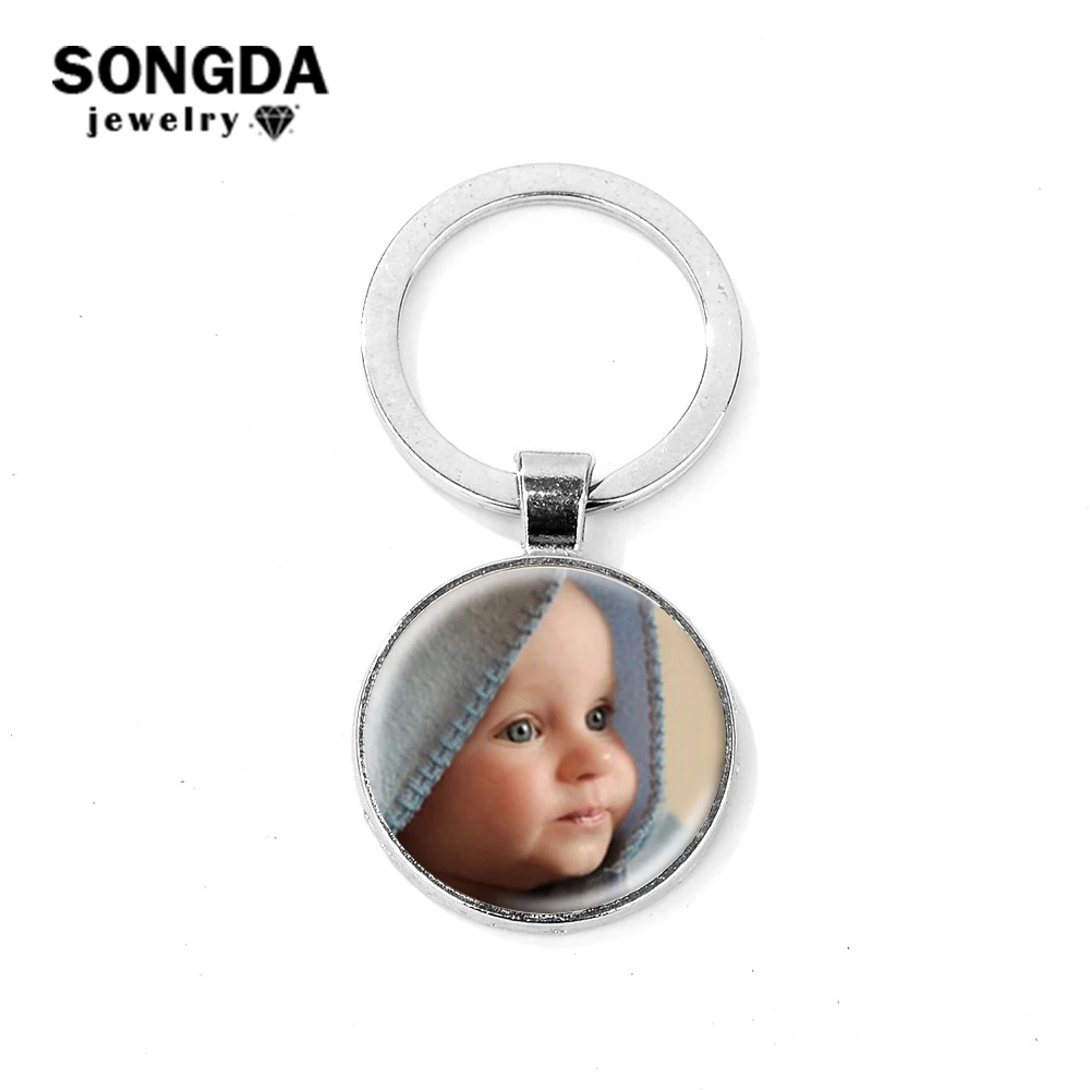 

10PCS Personalized Photo Keychain Custom Family Member/Your Name/Fashion Logo/Lover Couple Key Ring Best Gift for Family Friend