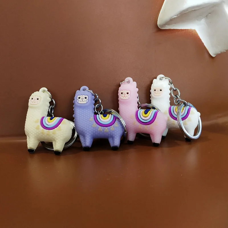 

Key Chain Alpaca Creative Color Cartoon Three-Dimensional Bag Pendant Fashion Jewelry Car Keychain Unisex New Product