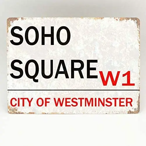 

Soho Square Bar Pub Garage Diner Cafe Home Wall Decor Art Aluminum Signs, 8" W x 12" H