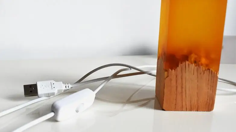 

Creative USB Power Button Switch Resin Solid Wood Night Light Home Sleep Room Decoration atmosphere Lamp As Xmas Gift