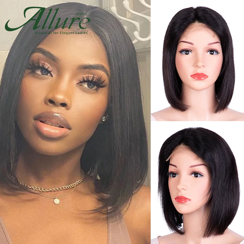 

Парик Короткий Боб, парики из натуральных волос на сетке, предварительно выщипанные, 4 х4, парик на сетке для чернокожих женщин, милые бразиль...