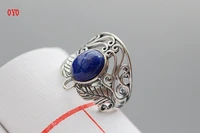 100s925sterling silver ring hand set natural lapis lazuli thai silver ring