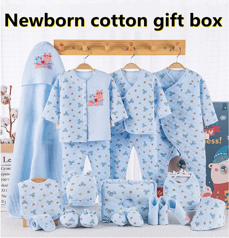 

Autumn/winter New Baby Clothes Cute Cartoon Printing Casual Thickened Newborn Pure Cotton Full Moon Gift Box Without Box XB184