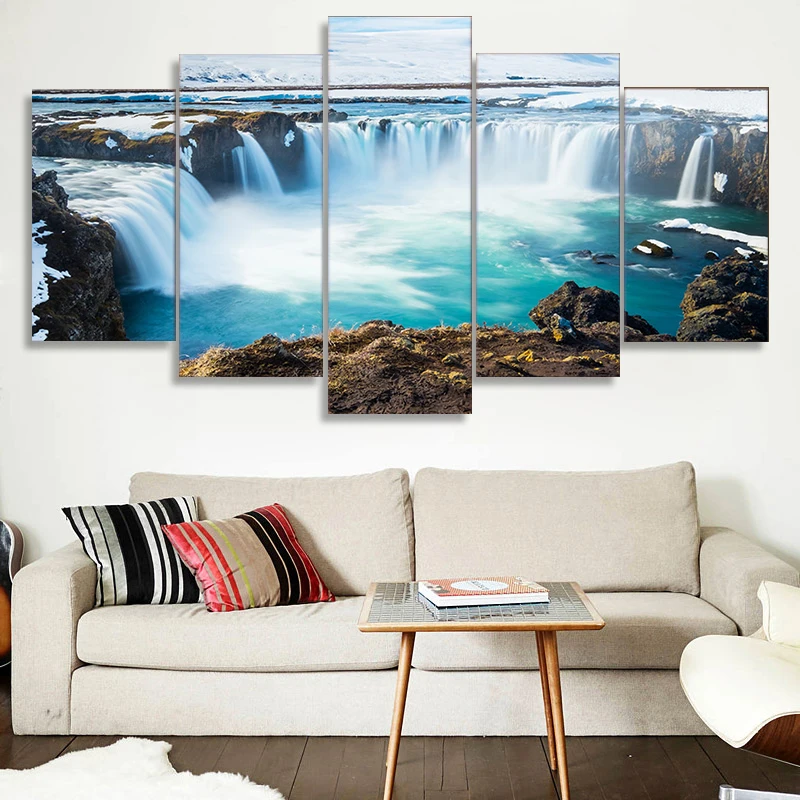 

Modular Pictures Waterfall 5 Piece Poster Wall Art Modular Paintings For Kitchen Wall Pictures Living Room Canvas Painting