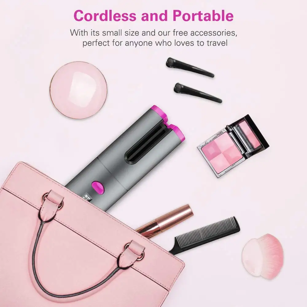 

Cordless Automatic Hair Curler iron USB Rechargeable Air Curler wireless Curling Iron with LCD Display Ceramic Curly for Curls