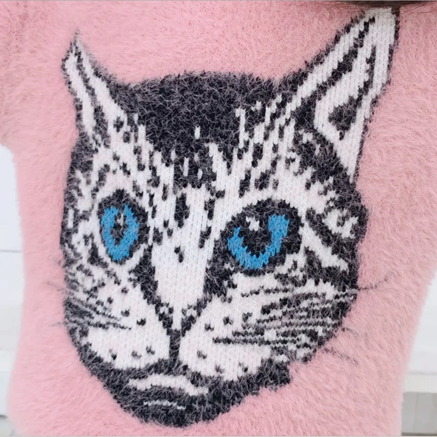 Детский толстый кашемировый свитер из норки для девочек и мальчиков вязаные