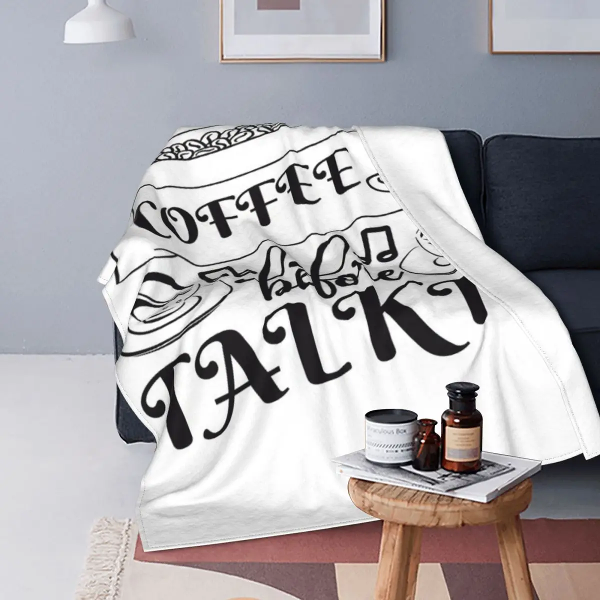 

Coffee Before Talkee-colcha a cuadros para cama, cobertor de playa, ropa de cama de algodón, 1 manta