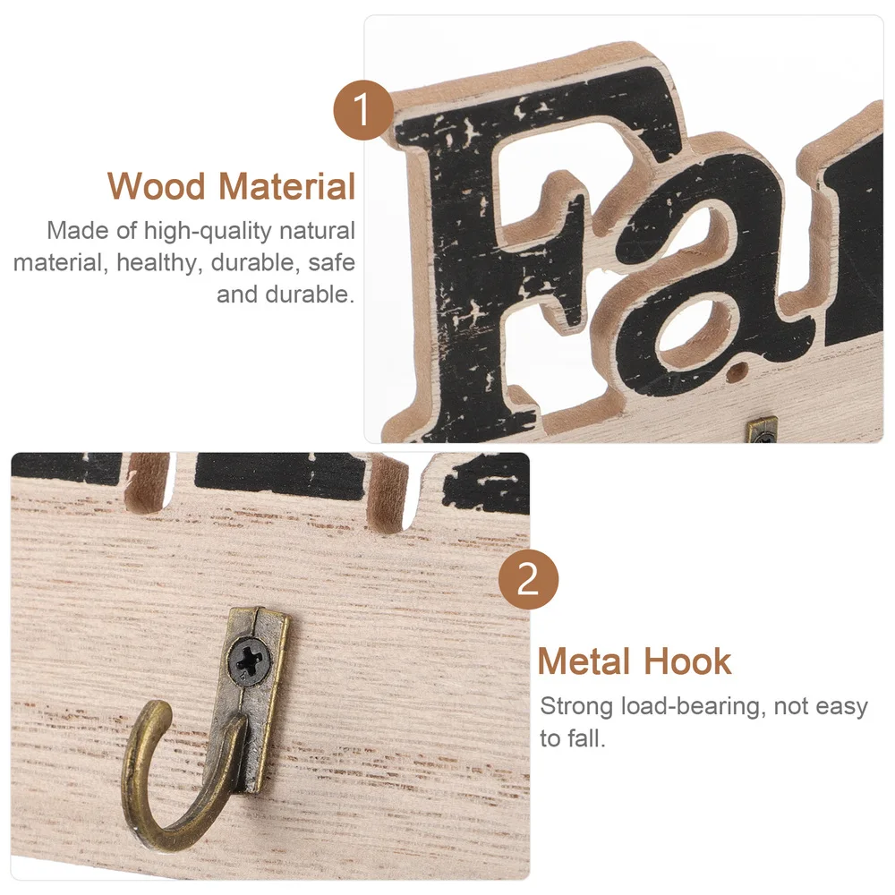 

1Pc Wooden Key Shelf Decorative Wall Storage Hook Household Adornment Hanger