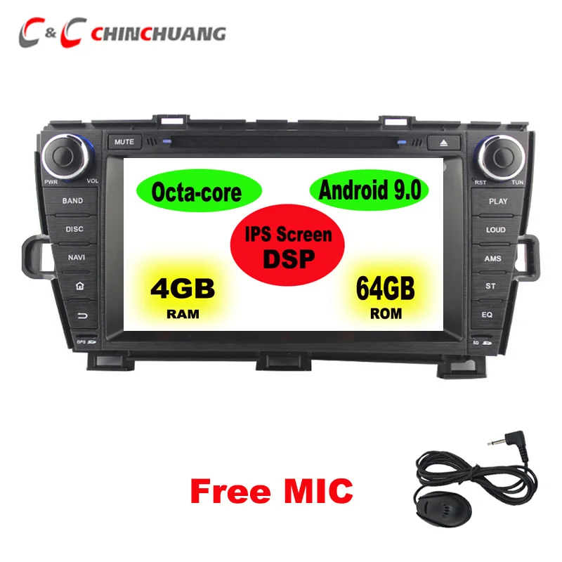 

1280 x 720 IPS Screen 64GB 4GB DSP Octa Core Android 9.0 Car DVD Player for Toyota Prius 2009-2013 Left/Right Driving Radio GPS