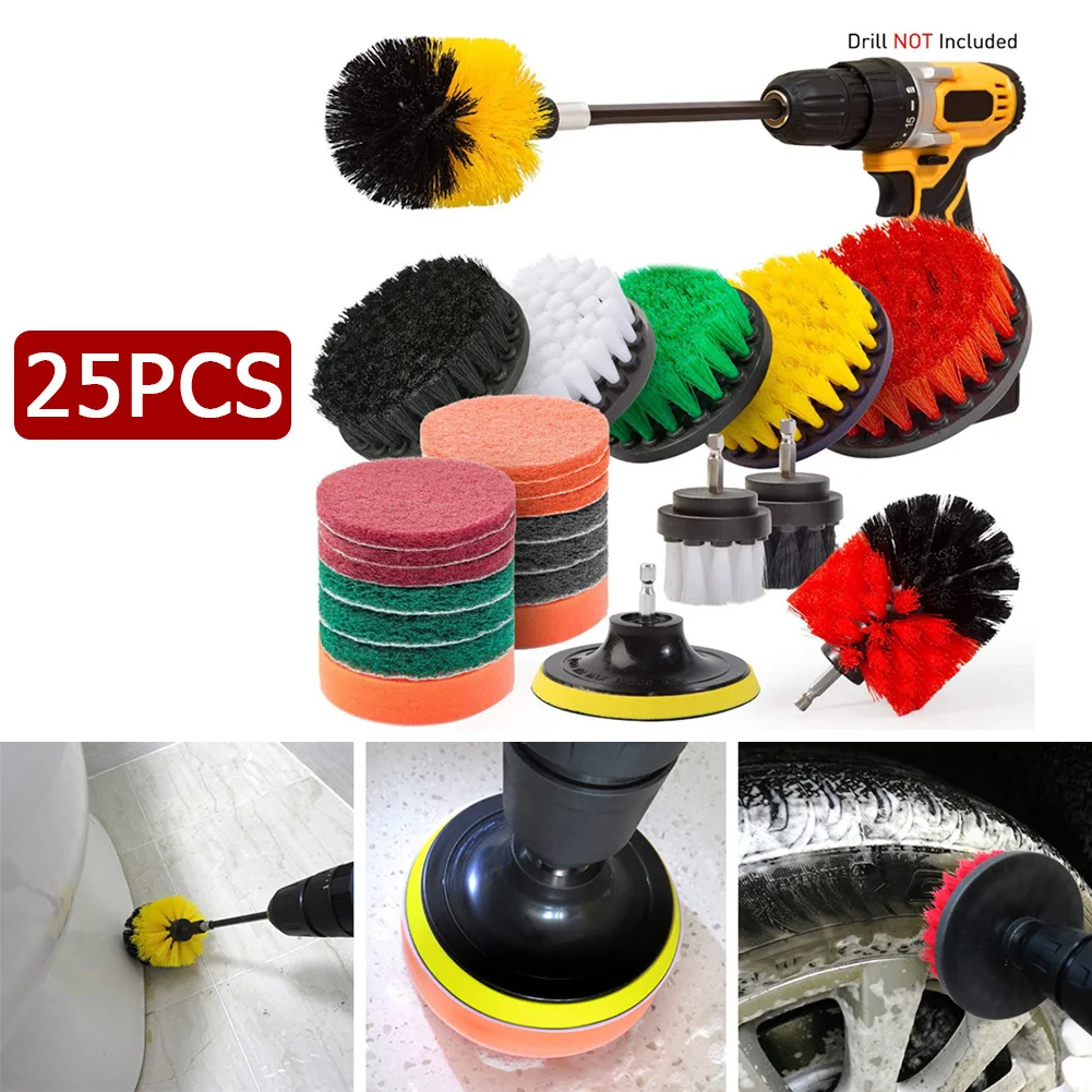 

Combo Drill Brushes Tile Bathtubs Sinks Kit Durable High quality 25pcs