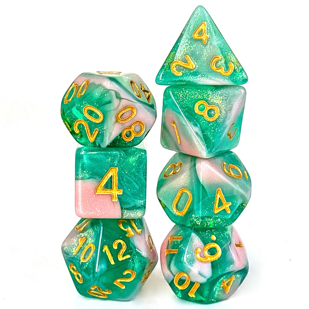Poludie розовые зеленые блестящие фотообои набор D4 ~ D20 многогранные кости для