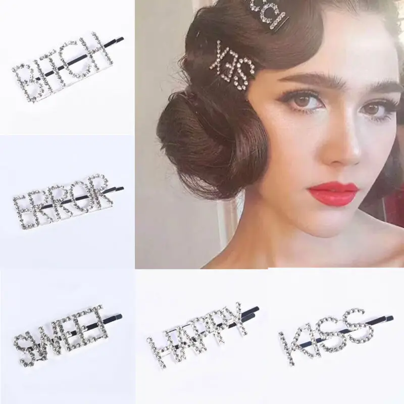 Шпилька Кристалл для девушки со стразами слова заколка волос женские заколки
