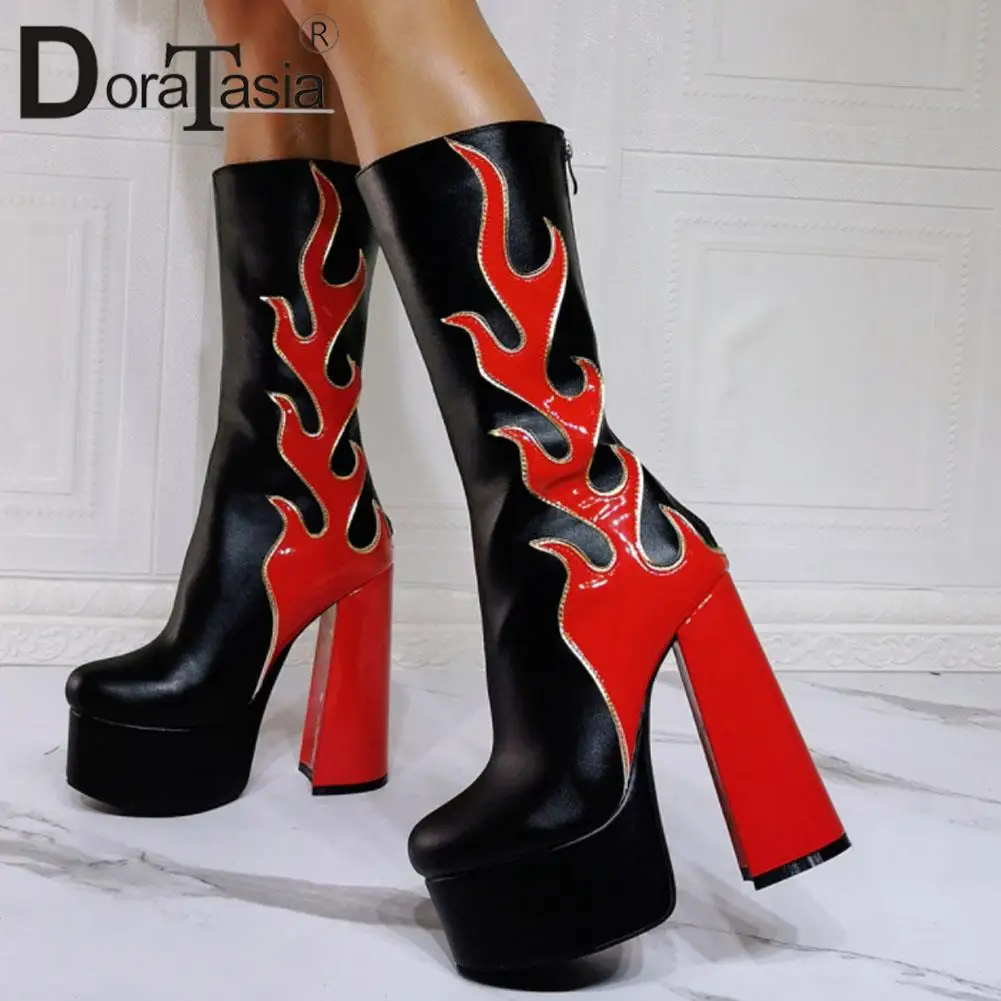 

Big Size 43 Luxury Brand New Ladies Platform Boots Fashion Mixed Colors Thick High Heels Boots Women Party OL Sexy Shoes Woman