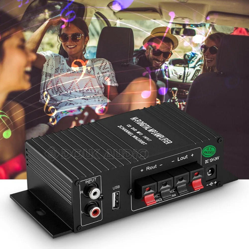 HiFi 100 Вт 2,0 канальный Bluetooth усилитель мощности стерео аудио приемник Цифровой усилитель для домашнего автомобиля морской USB музыкальный плеер ИК-пульт дистанционного управления