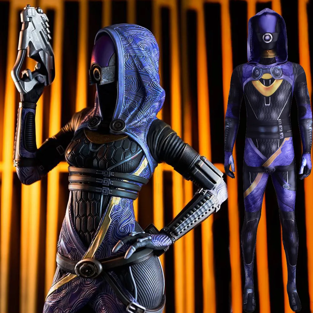 

Костюм супергероя «Mass Effect 2» для косплея, Тали, Zora, вас норманди2, комбинезон из спандекса для косплея, комбинезон из лайкры, костюм на Хэллоуин