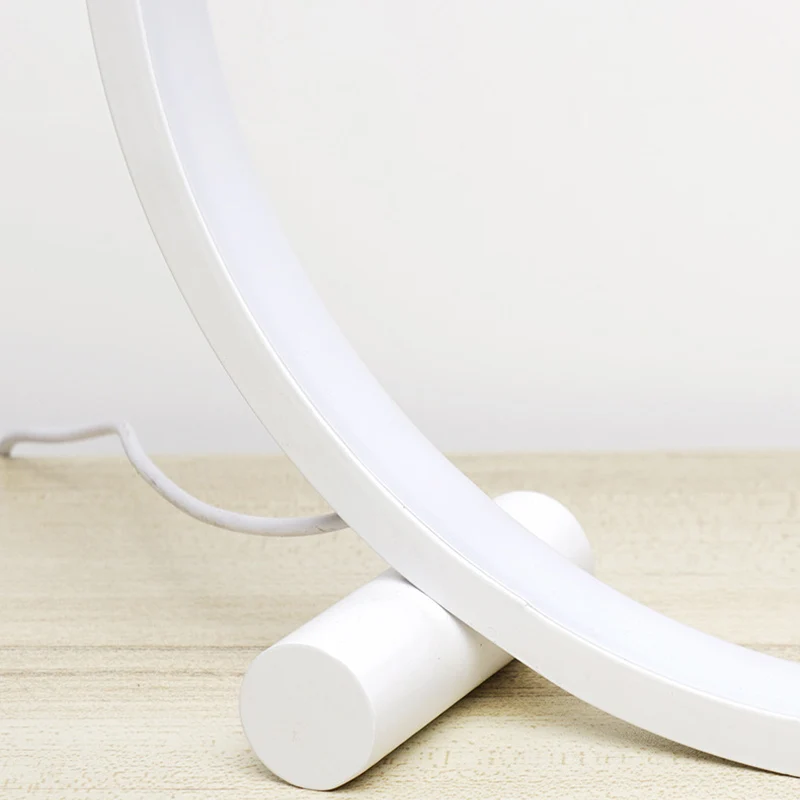 

LED Table Lamp For Bedroom Circular Desk Night Light Round Lamp For Living Room Black White Dimmable Bedside Lighting Decor