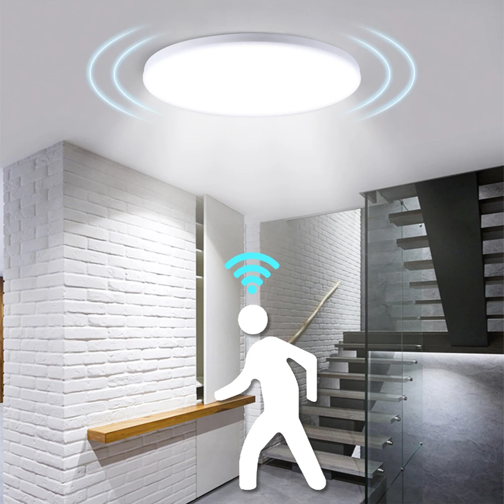 

Motion Sensor Led Ceiling Lamp Fixtures Surface Mounted Smart Ceiling Lamps 12/18W Panel Night Light 220V For Bedroom Stairway
