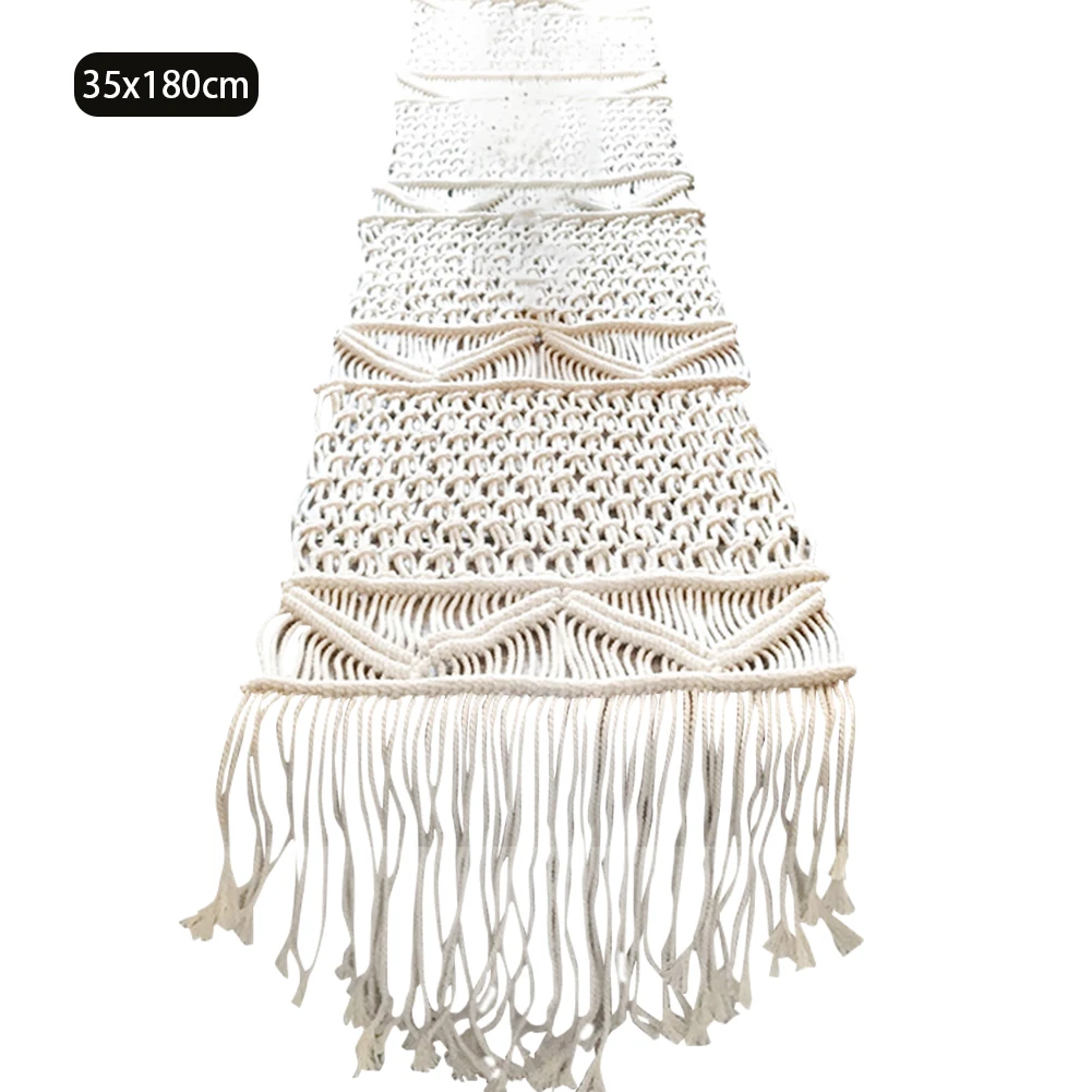 

Woven Holiday Kitchen Banquet Handmade Wedding Party Table Runner Nordic Home Decor Macrame Tassel Christmas Dining Farmhouse