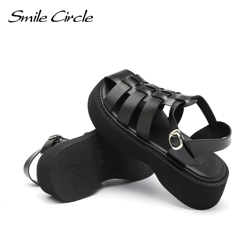 

Smile Circle Summer Women sandals Flats Platform shoes Casual Thick bottom Round toe Beach sandals Ladies 2021