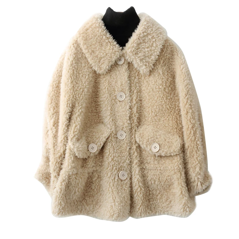 Пальто из натурального меха женская зимняя куртка одежда 2020 Корейская 100% шерсть