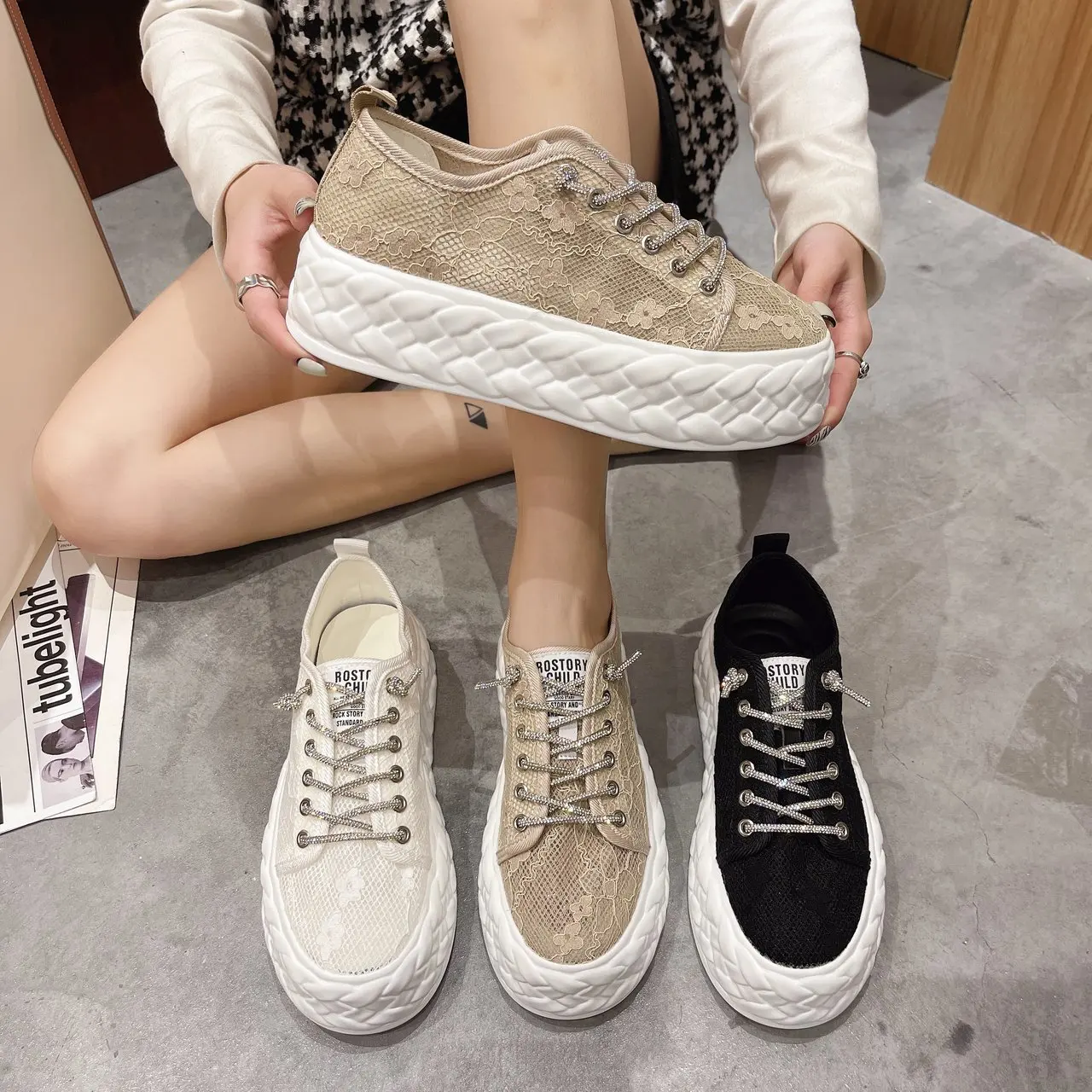 

Fashion Sneakers For Women 2021 Summer Chunky Casual Shoes Luxury Designers Vulcanized Shoes Woman Brand Platform Trainers 5cm