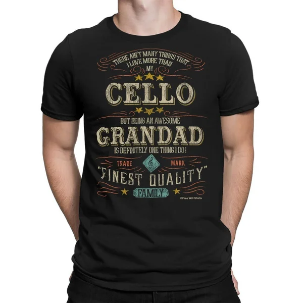 

Cello GRANDAD Mens T-Shirt FAMILY Relations Gift Musician Music Grandfather