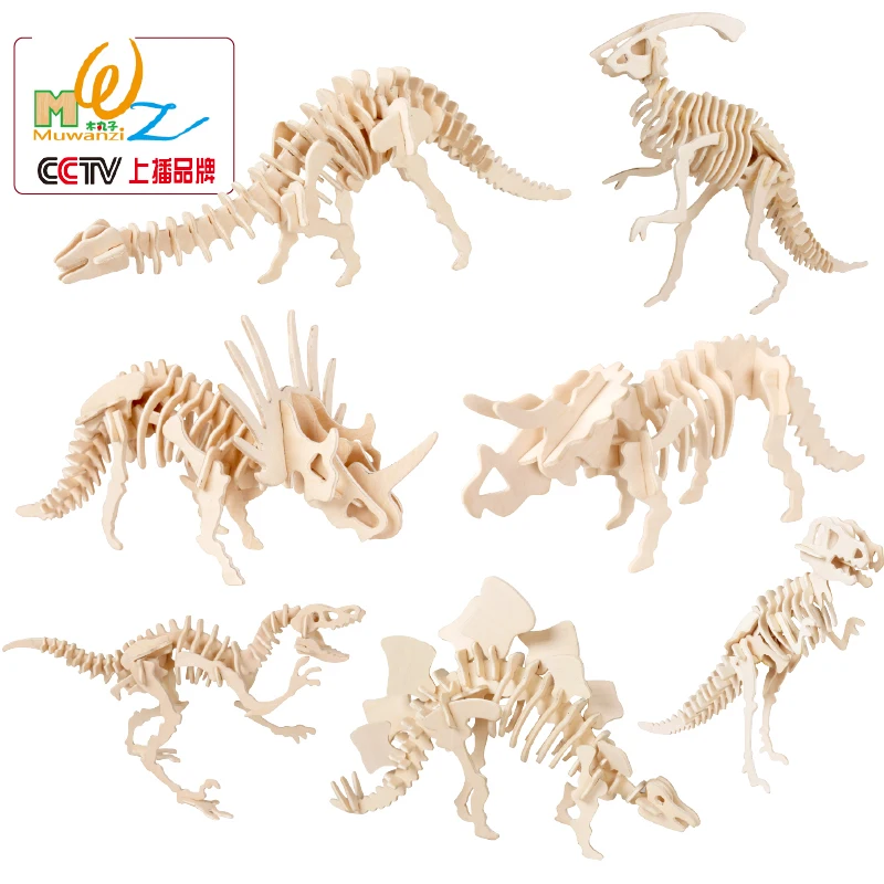 Бесплатная доставка детская деревянная игрушка 3d пазлы динозавры весы модели