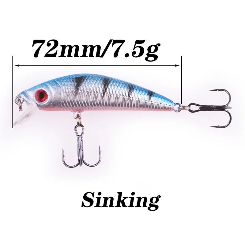 1 шт. Рыболовная Приманка Minnow Crankbait 72 мм 7 5g искусственная жесткая приманка плотная