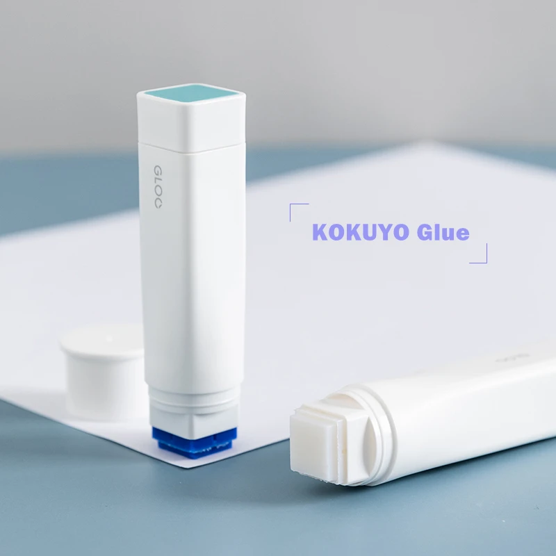 

KOKUYO GLOO Glue Stick Blue White Color Right Angle Solid Glue Adhesive Paste for Memo Diary Stationery Office School A6515