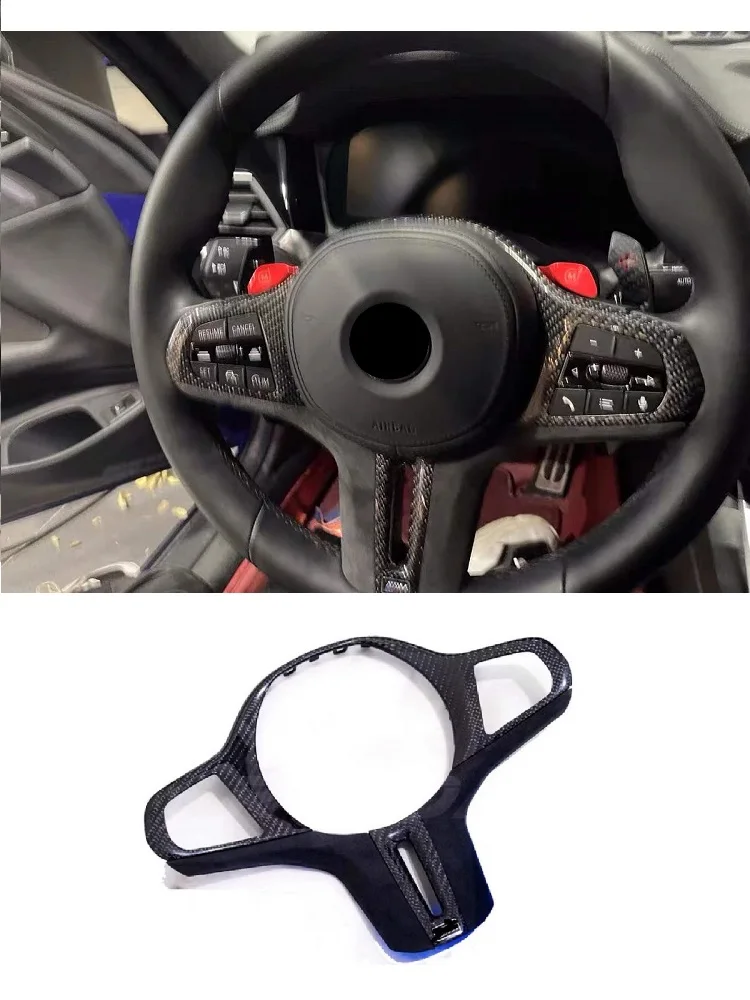 

Carbon Fiber Car Steering Wheel Frame Decoration Cover Trim Fit For BMW 3 5 Series G30 G38 G32 G20 G02 F97 F98 X3M X4M 2020 2021