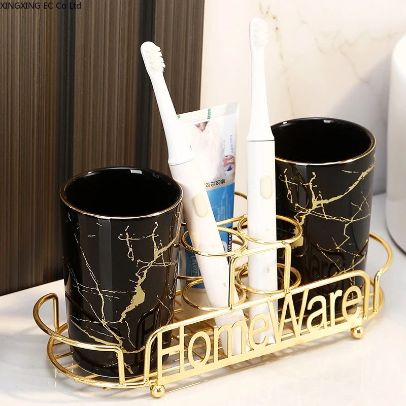 

Couple Mouth Cup Set Brushing Cup Creative Household Electric Toothbrush Holder Ceramic Toilet Cup Bathroom Decoration Modern