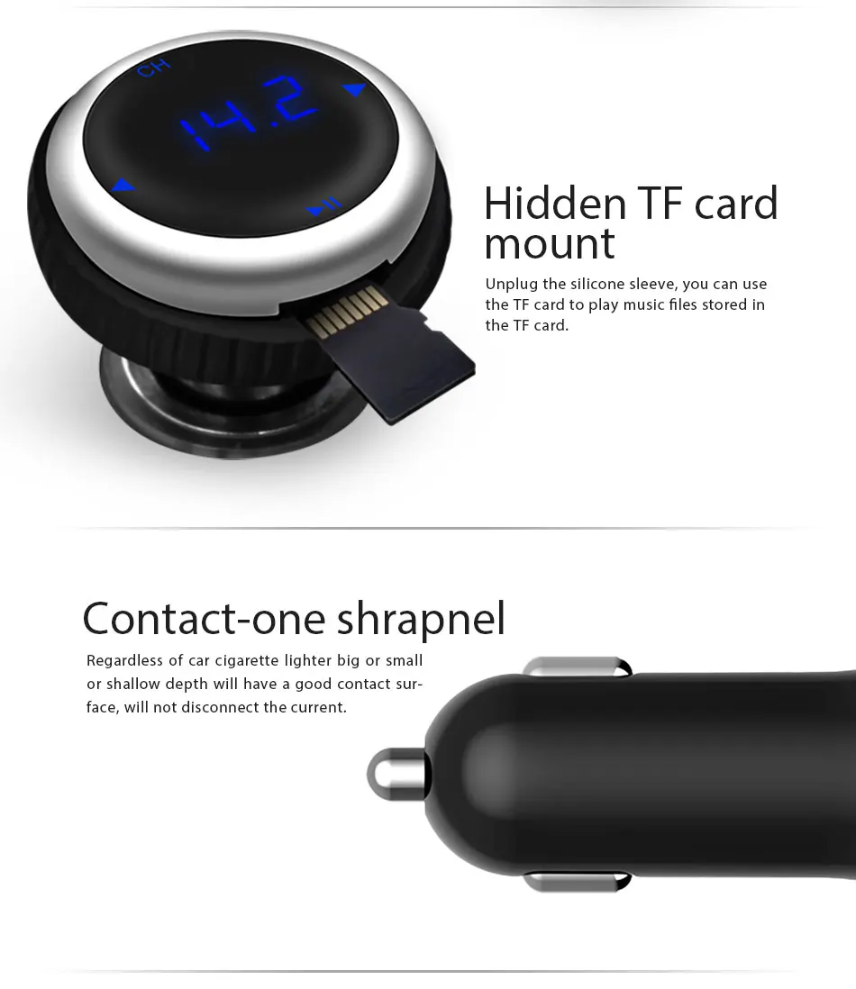 Автомобильный Bluetooth fm передатчик VANJEW BT69 mp3 плеер с громкой связью u диск двойным USB