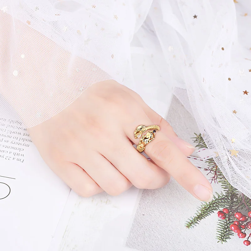 

Xiaojing Sterling Silver 925 Beautiful Mermaid Adjustable Open Size Ring Fashion Jewelry Making for Women Gift Free Shipping