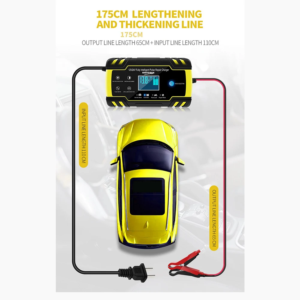 Автомобиль с клапанным регулированием Зарядное устройство 12/24V 3 ступенчатый ЖК