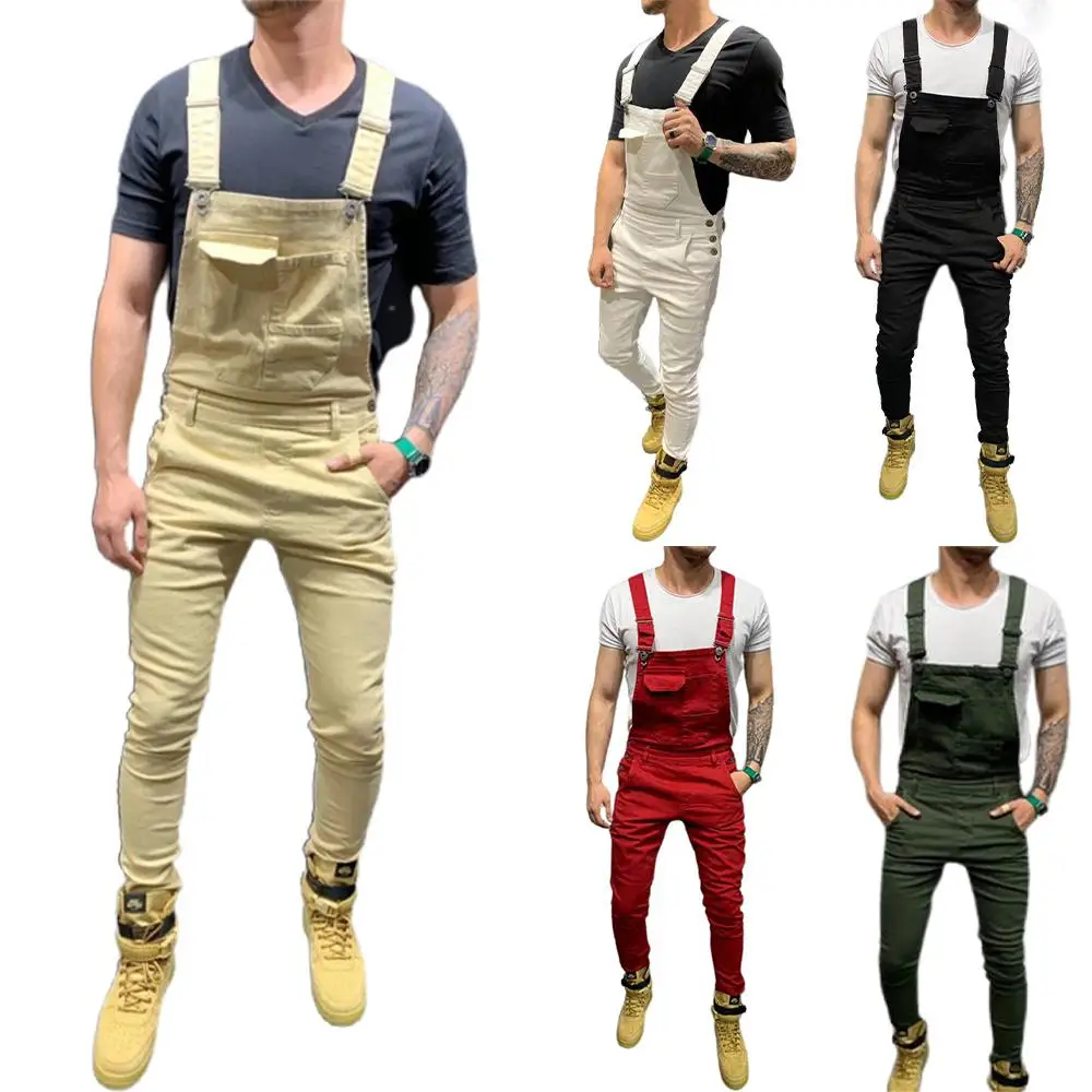 Мужской комбинезон джинсы повседневные облегающие джинсовые штаны летние