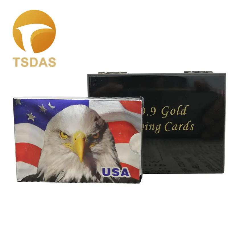 24k позолоченные цветные золотые водонепроницаемые игральные карты с рисунком