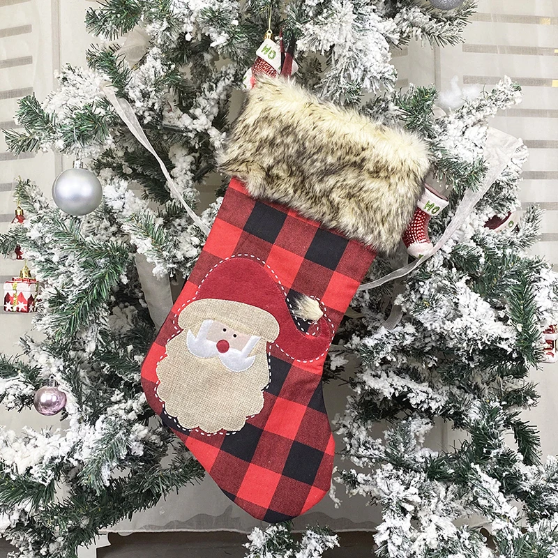 Новогодние и рождественские носки рождественский подарок мешок для конфет