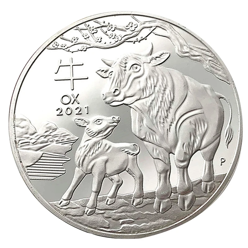 

1 шт. австралийская Серебряная монета 2021 ox, серебряные монеты с животными, копия Элизабет, сувенирные монеты, подарки, Прямая поставка