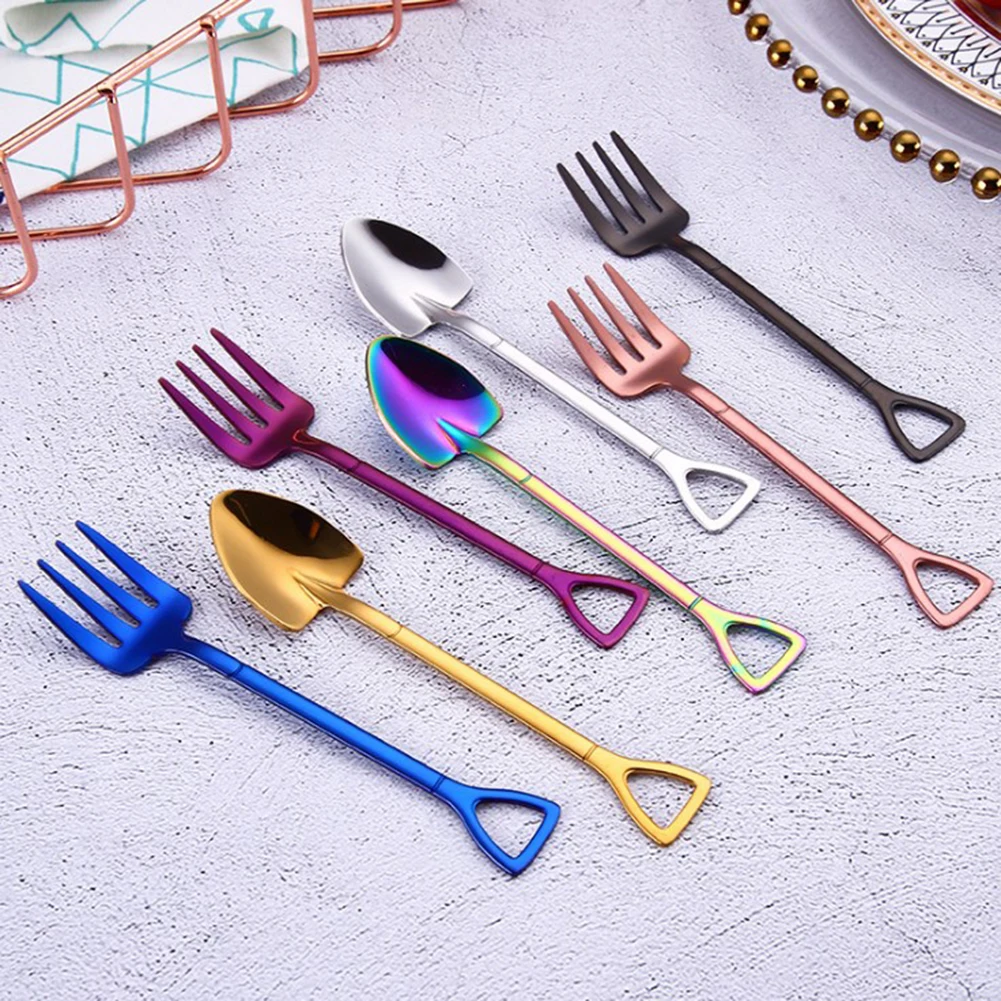

Durability Coffee Spoon Stainless Steel Small Shovel Spoon Portable Fork Tableware Ice Cream Stirring Spoon Long Handle Spoon
