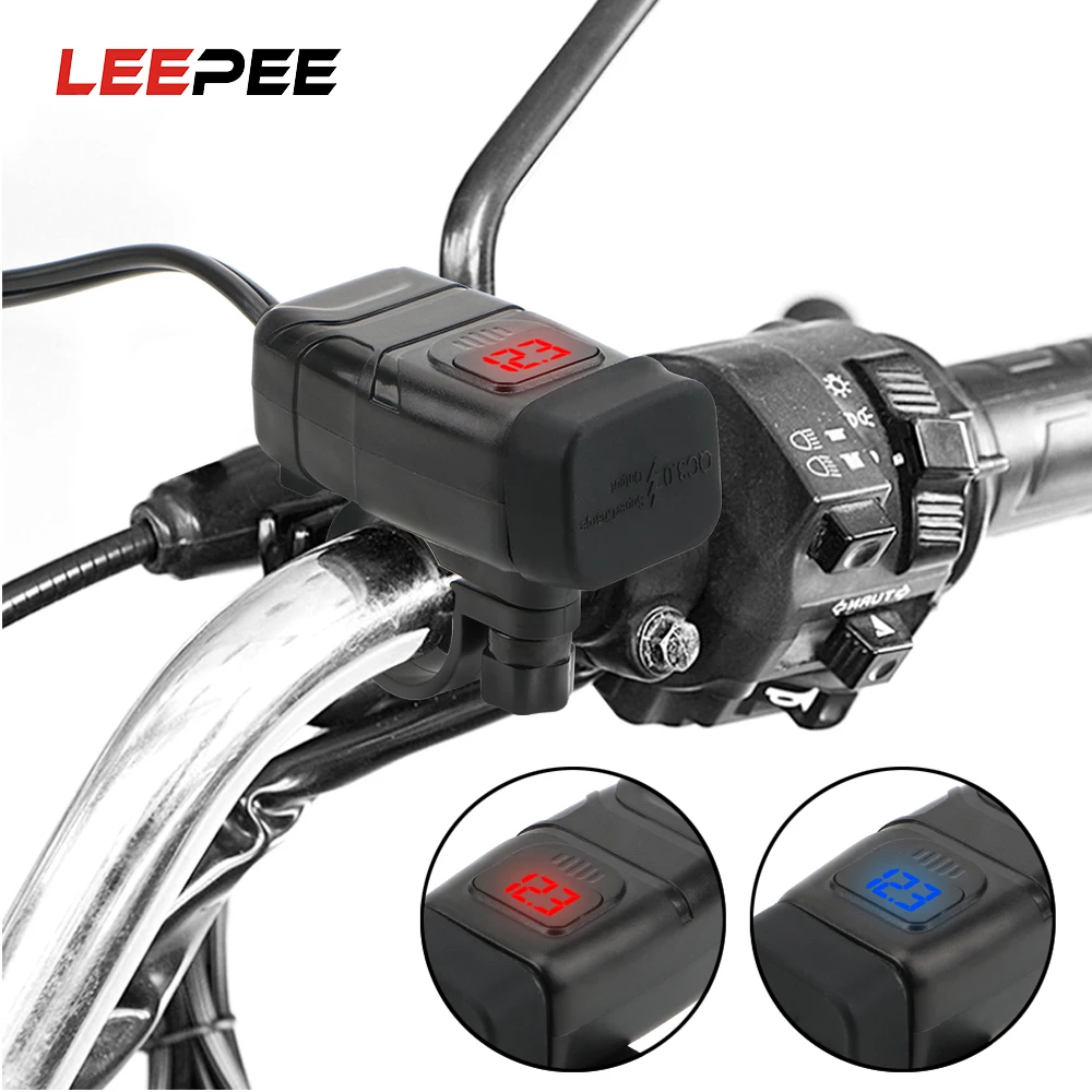 LEEPEE QC 3 0 мотоциклетное двойное USB зарядное устройство автомобильный цифровой