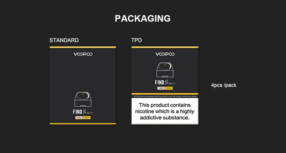 VOOPOO Find Trio Pod картриджи 3 мл/2 мл емкость многоразового использования Find S Trio Pod картридж Электронная замена сигарет Vape испаритель