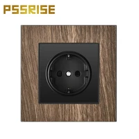 pssrise eu wall power socket ac110 250v 16a wood grain aluminum alloy living room bedroom wall embedded panel socket 8686mm