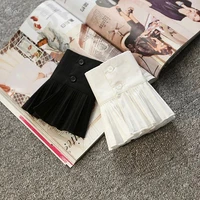 1pair women girls fake flare sleeves floral lace pleated ruched false cuffs sweater wrist warmers with button wholesale