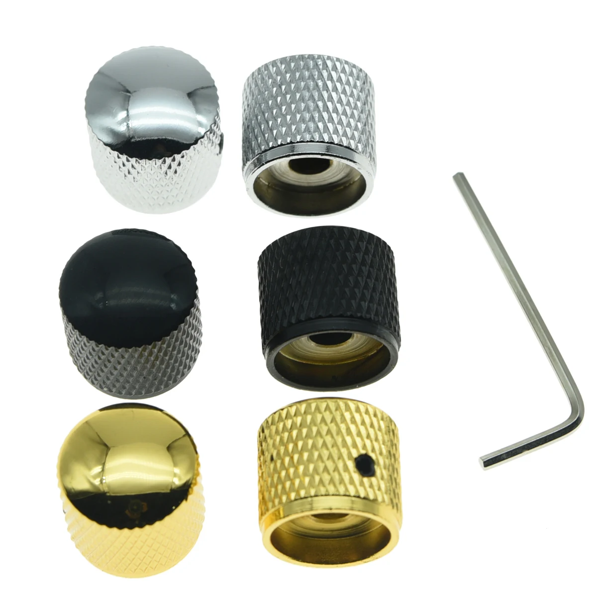 

20mm P Bass Guitar Dome Knobs Electric Bass Knobs for Fender Pot Hat Cap Push Knob with Hole Metal Guitar Tone Volume Knob