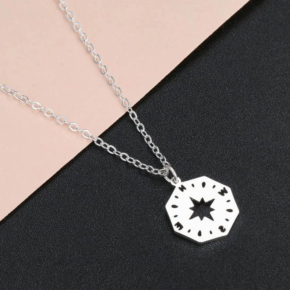 Чандлер нержавеющей стальной компас ожерелье восьмиугольник классические